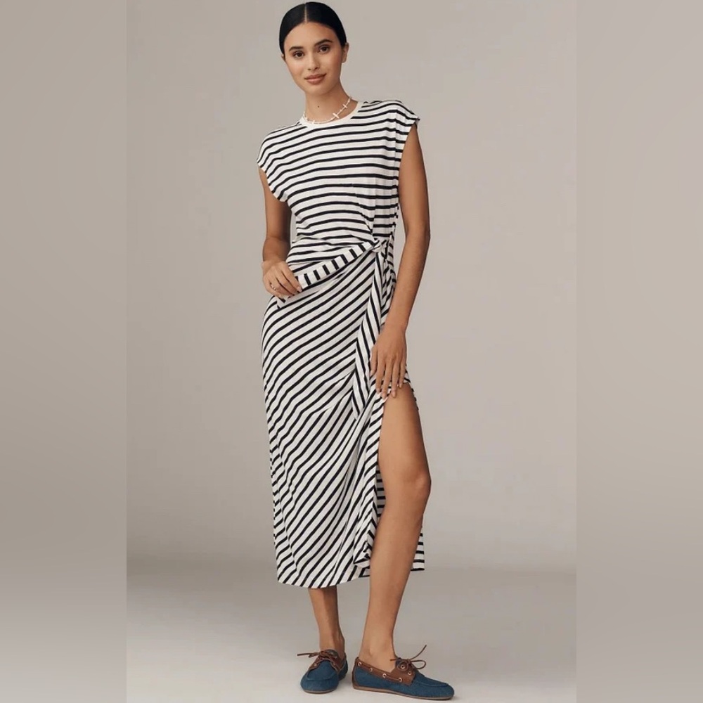 NWT! Anthropologie Daily Practice Tiebreaker Muscle-Sleeve Midi Dress - Small 🪇